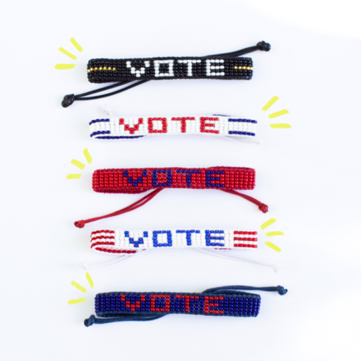 Woven VOTE Bracelet - White/Red lifestyle image