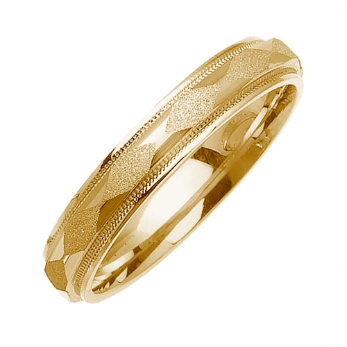 14K or 18K Yellow Gold Engraved Ring