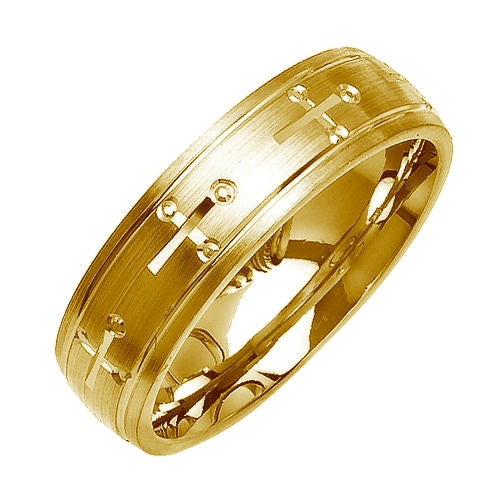 14K or 18K Yellow Gold Carved Center Ring