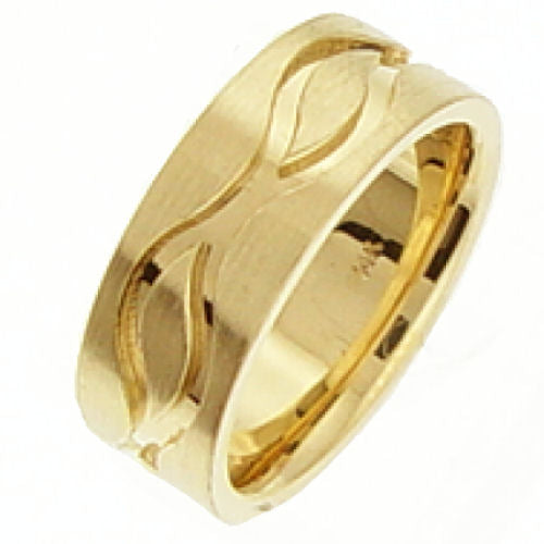 14K or 18K Yellow Gold Carved Center Ring