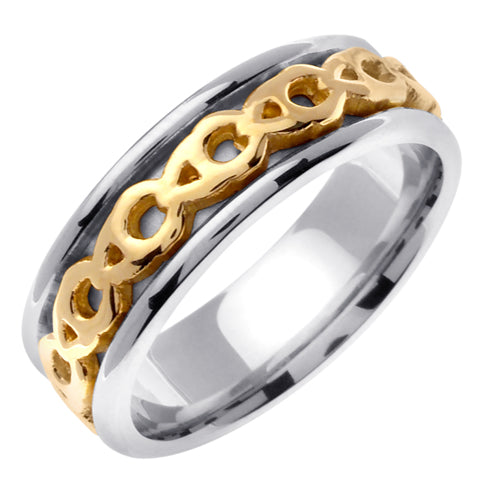 Silver or Titanium With 14K Yellow Gold Celtic Ring