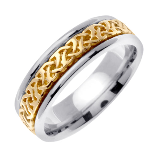 14K or 18K White and Yellow Gold Celtic Ring