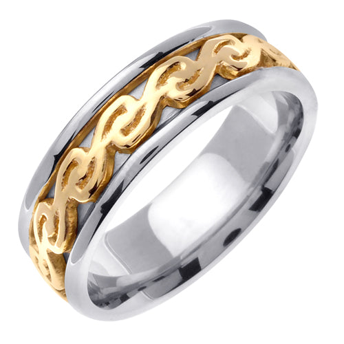 14K or 18K White and Yellow Gold Celtic Ring