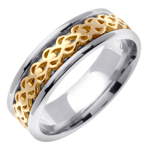 14K or 18K White and Yellow Gold Celtic Ring