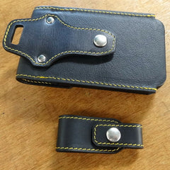 Holster style phone case showing the belt attachments