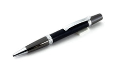 Pen sierra silver flat top in black leather