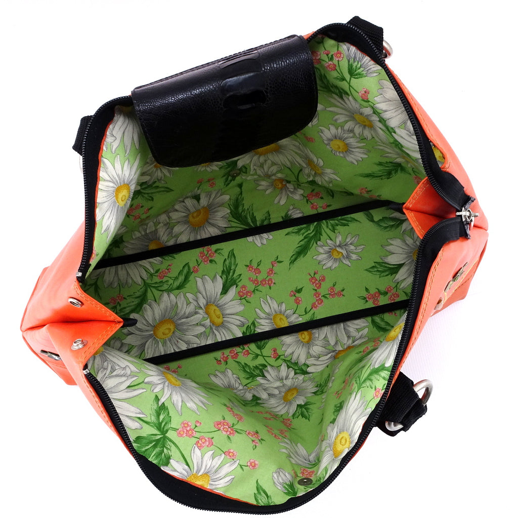 Felicity Orange leather webbing straps & flower detail large tote bag – Wild Harry