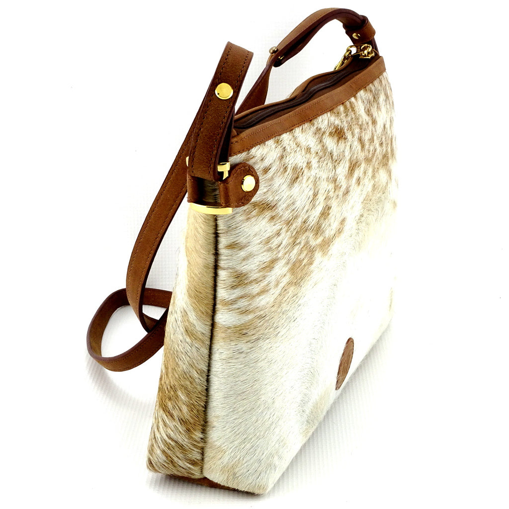 Rosie brown & cream flecked hair on hide tan leather small tote bag – Wild Harry