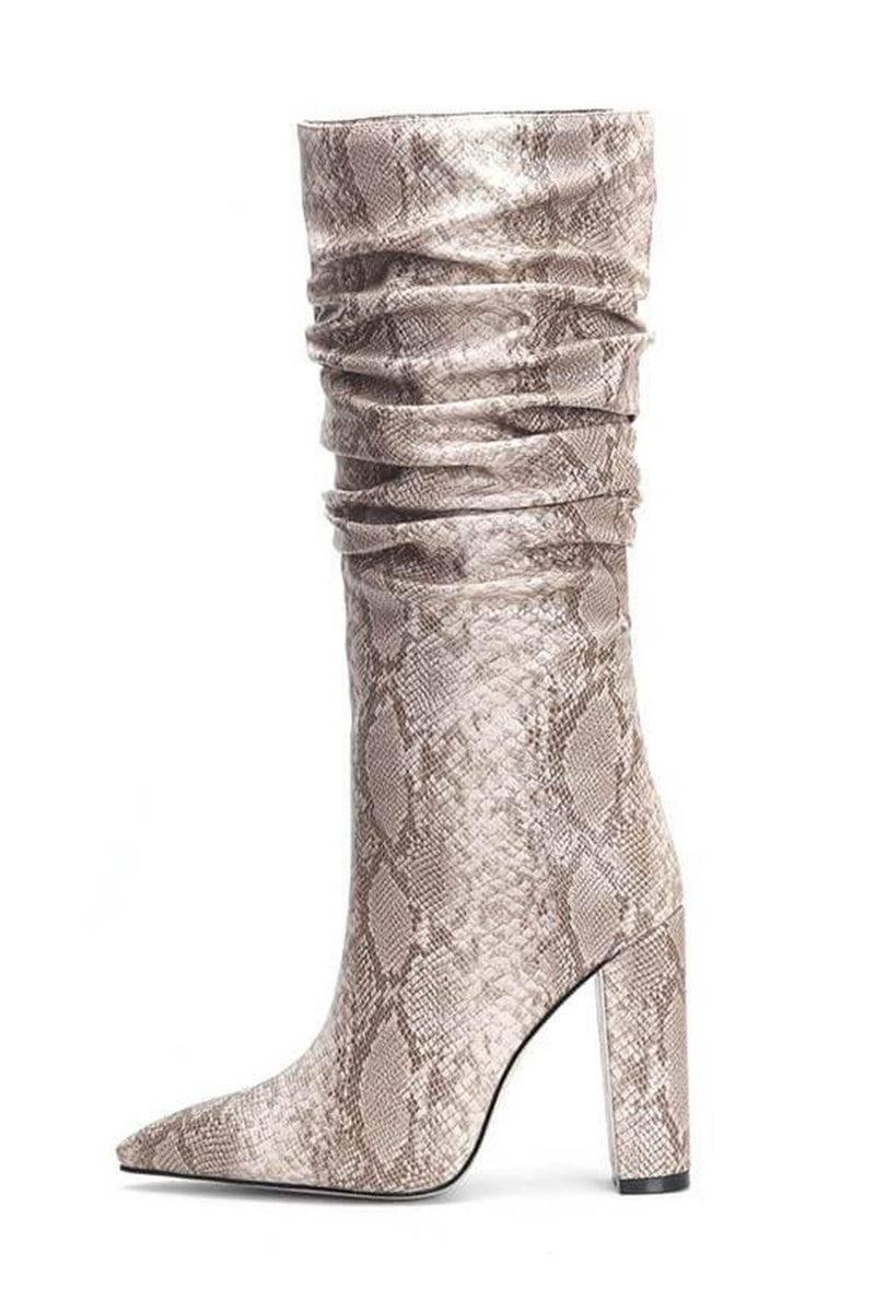 beige snakeskin boots