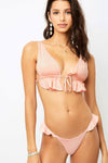 Pink Ruffle Low Rise Bikini Bottom