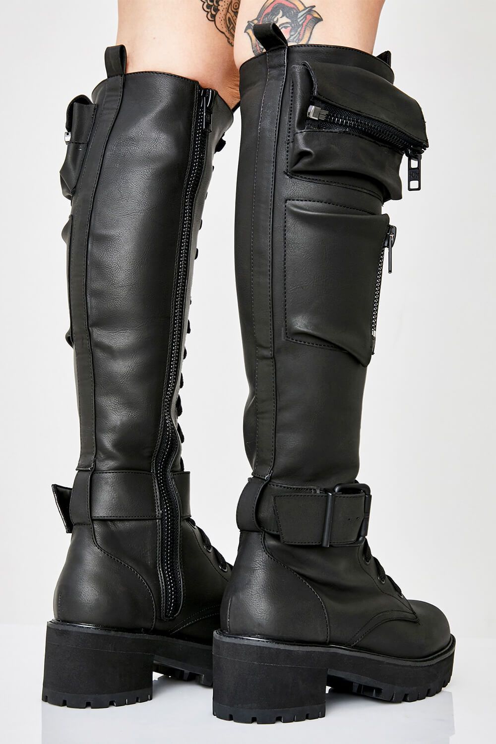 womens combat boots with pocket