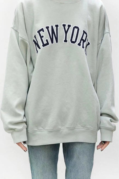 New York' Oversized Zip Through Hoodie - White/Black – FloralKini