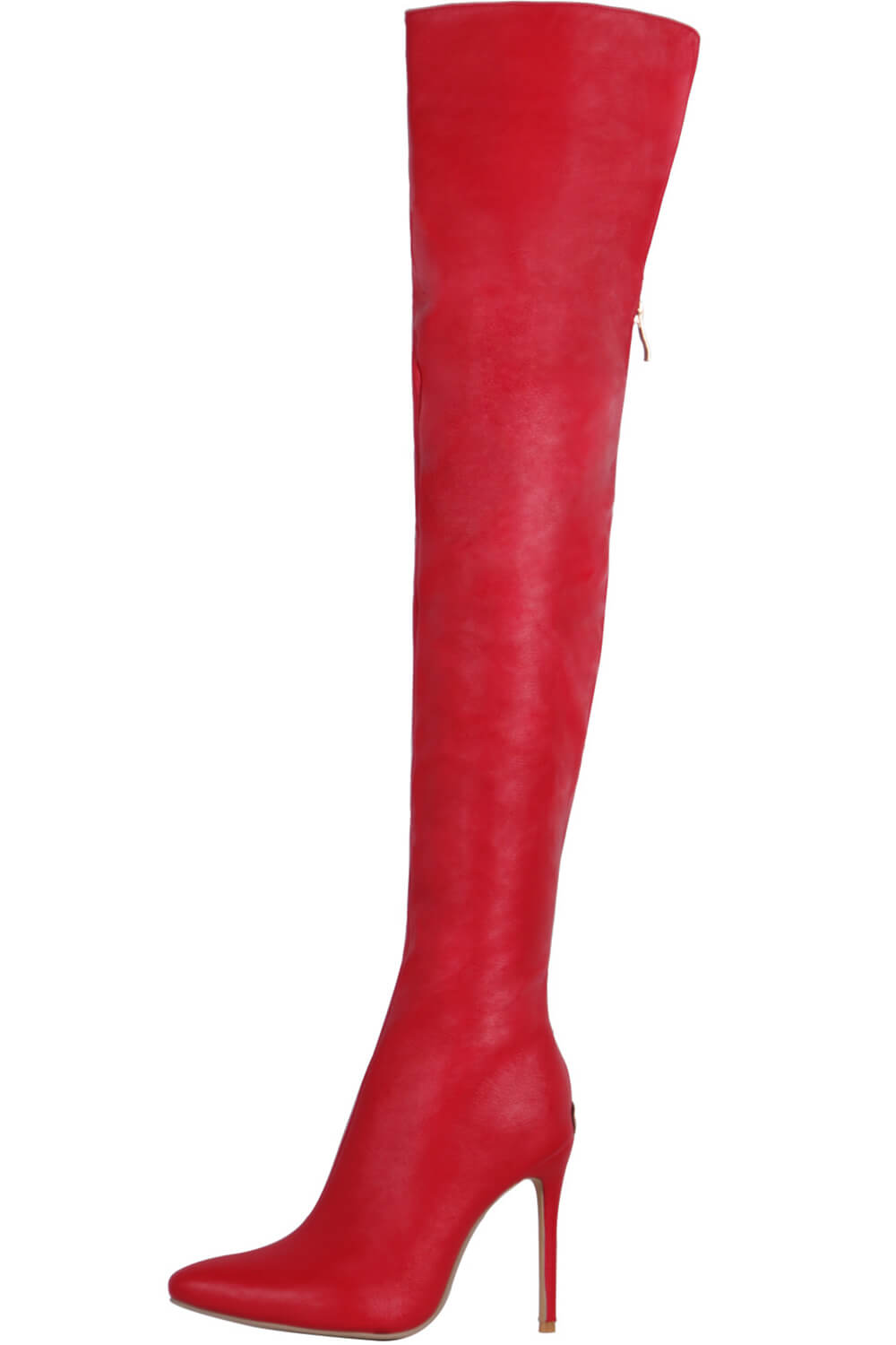 Faux Leather Over The Knee Thigh High Stiletto Boots-Black/Red – FloralKini