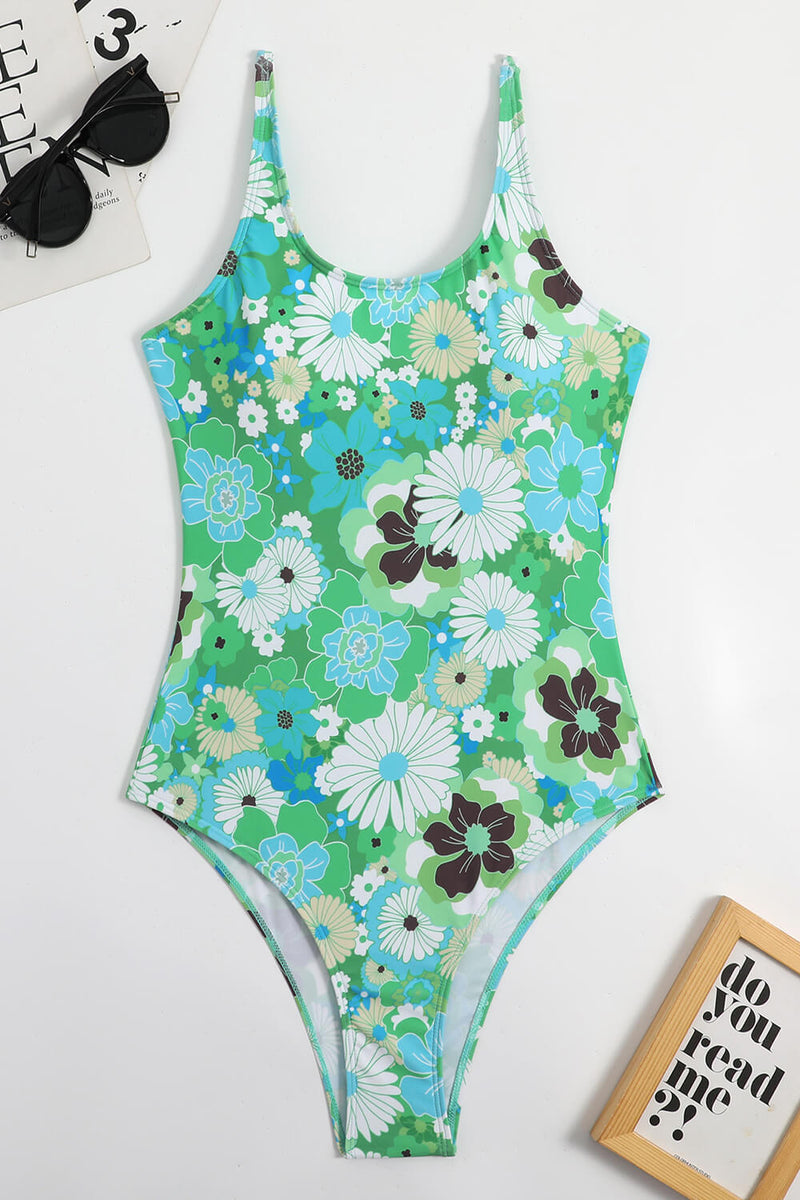 Green Floral Print Scoop One Piece Swimsuit – FloralKini