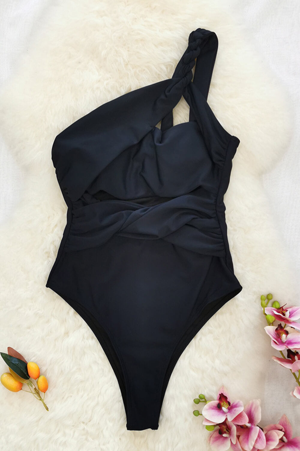 Black Asymmetric One Shoulder Tie One Piece Swimsuit *FINAL SALE* – Shop  Style Your Senses