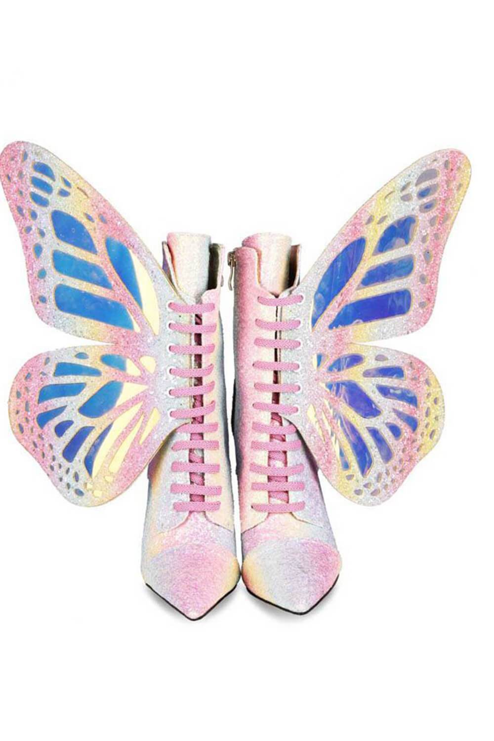 metamorphic glitter boots butterfly