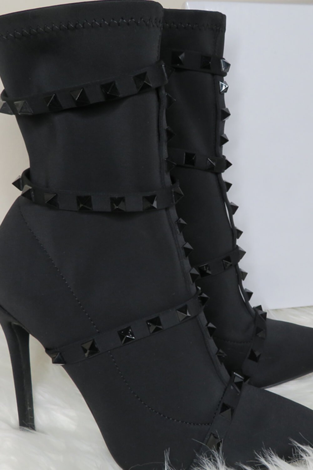 black studded sock boots