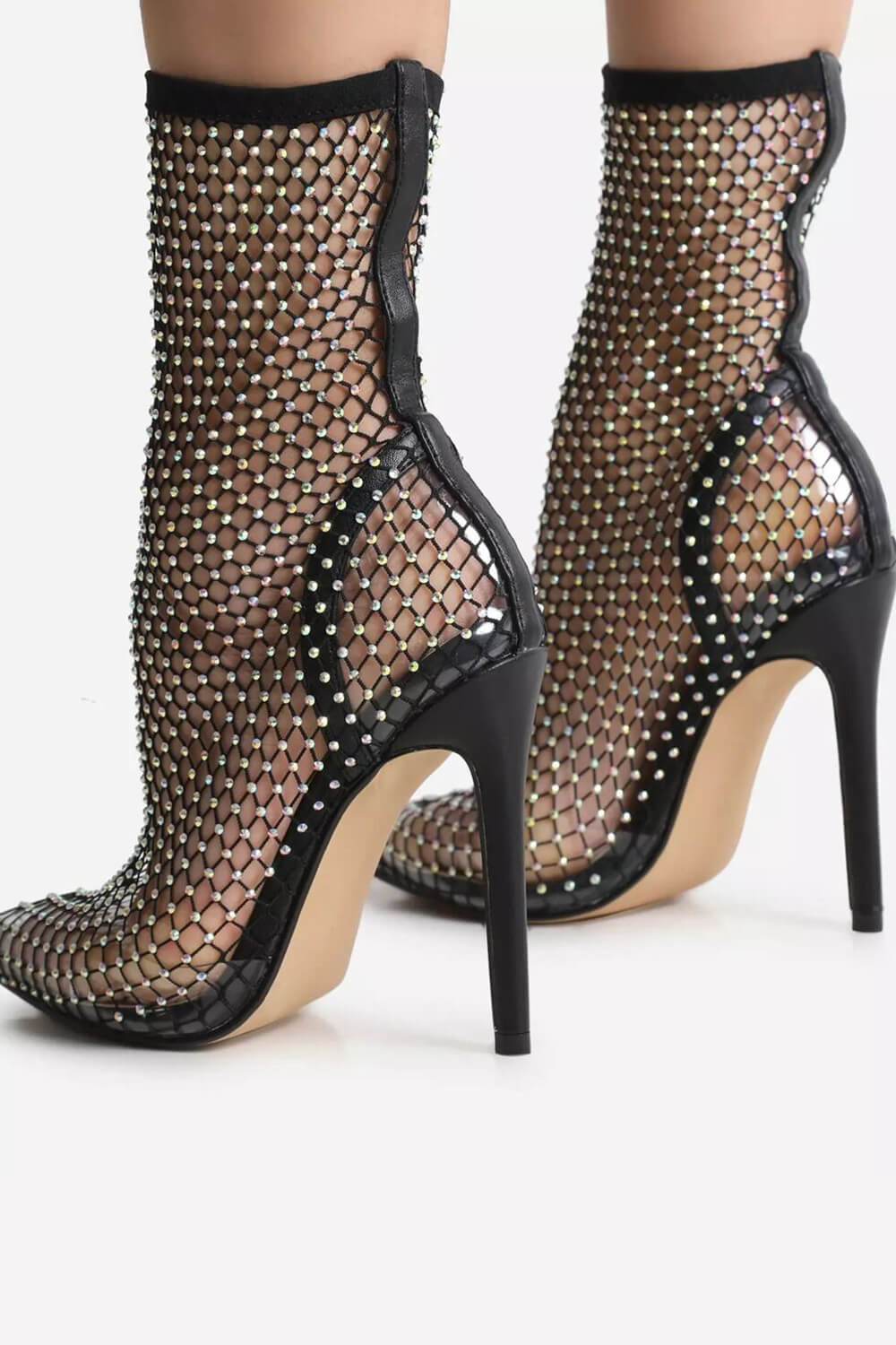 fishnet heel boots