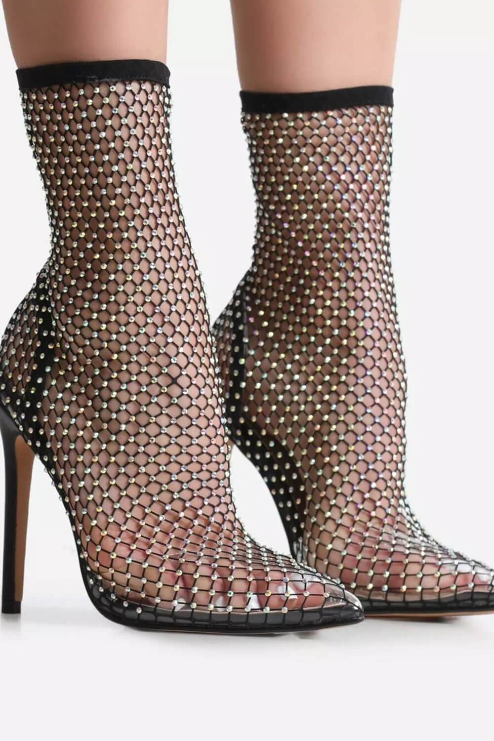 black fishnet sock boots