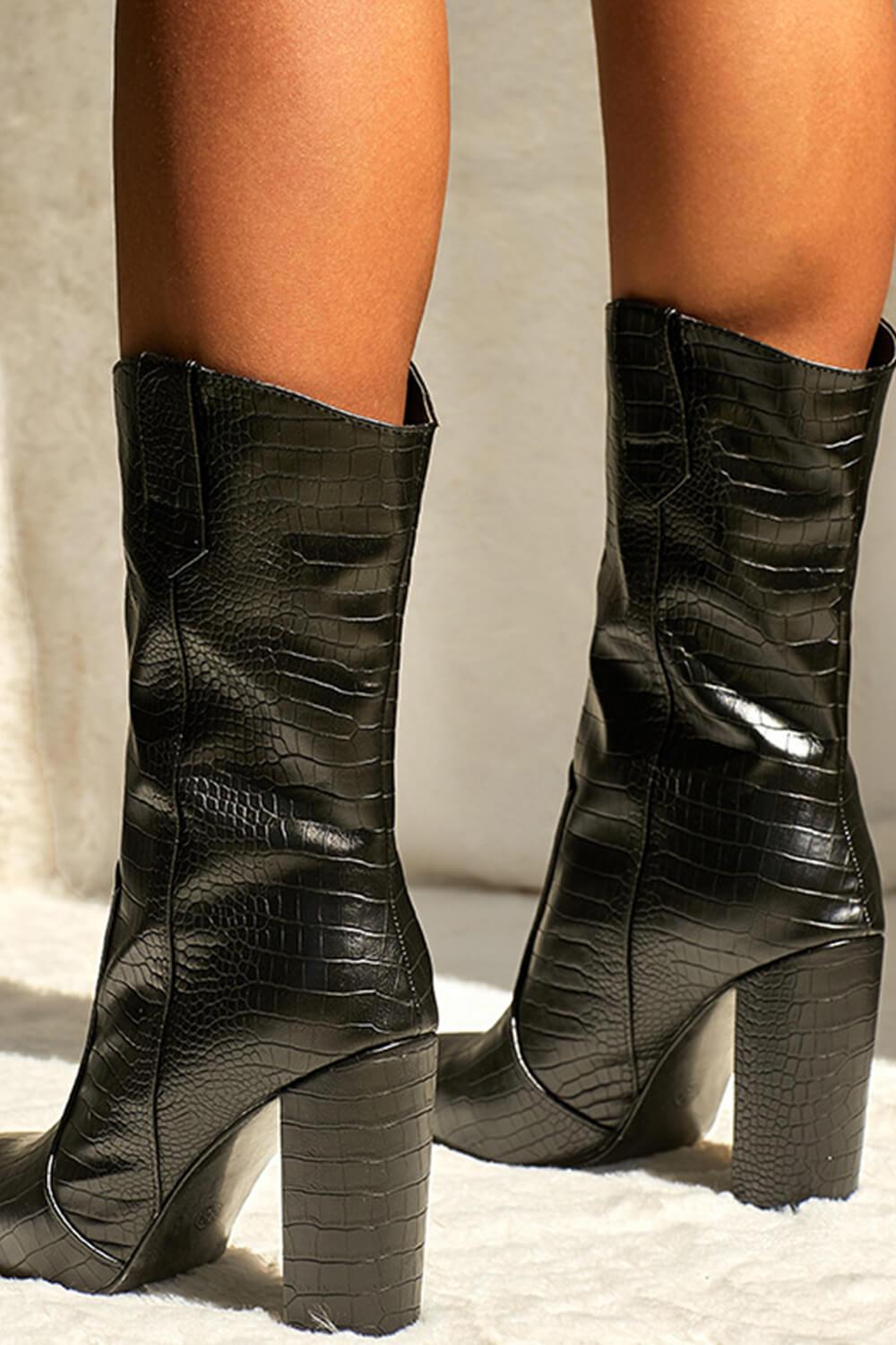 croc calf boots
