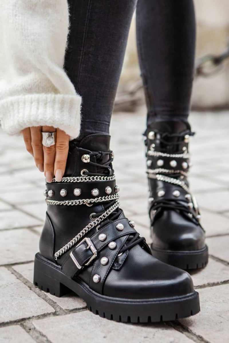 black ankle moto boots