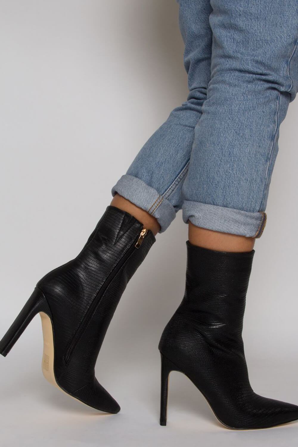 black slim ankle boots