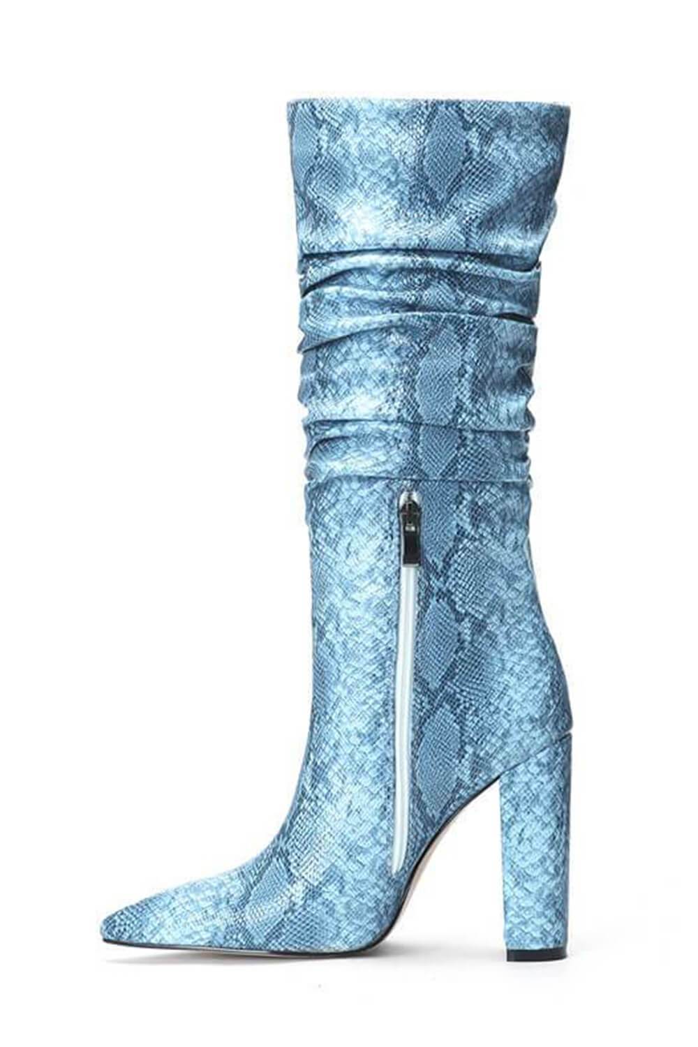 light blue knee high boots