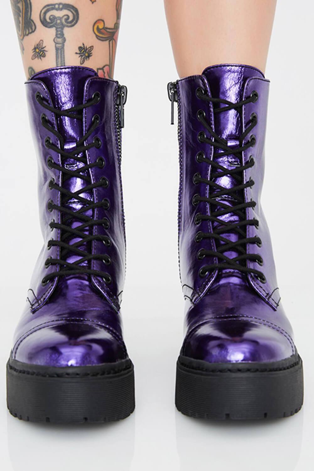 purple patent boots