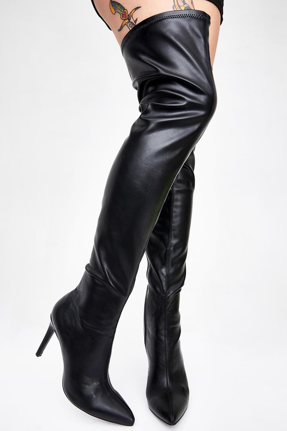 pointed toe thigh high boots