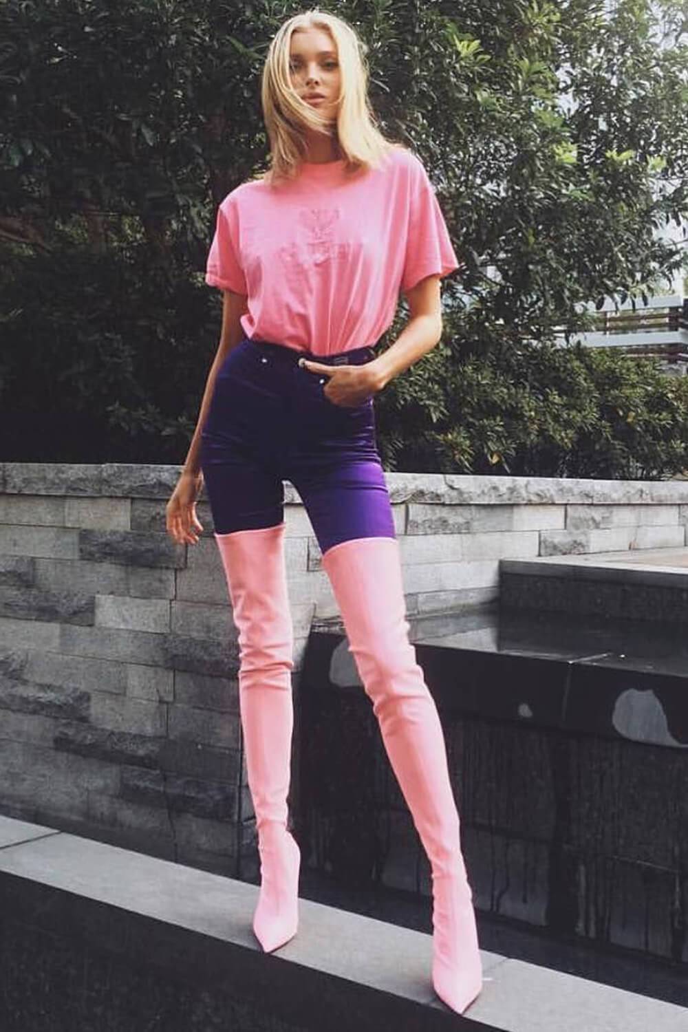 pink thigh boots