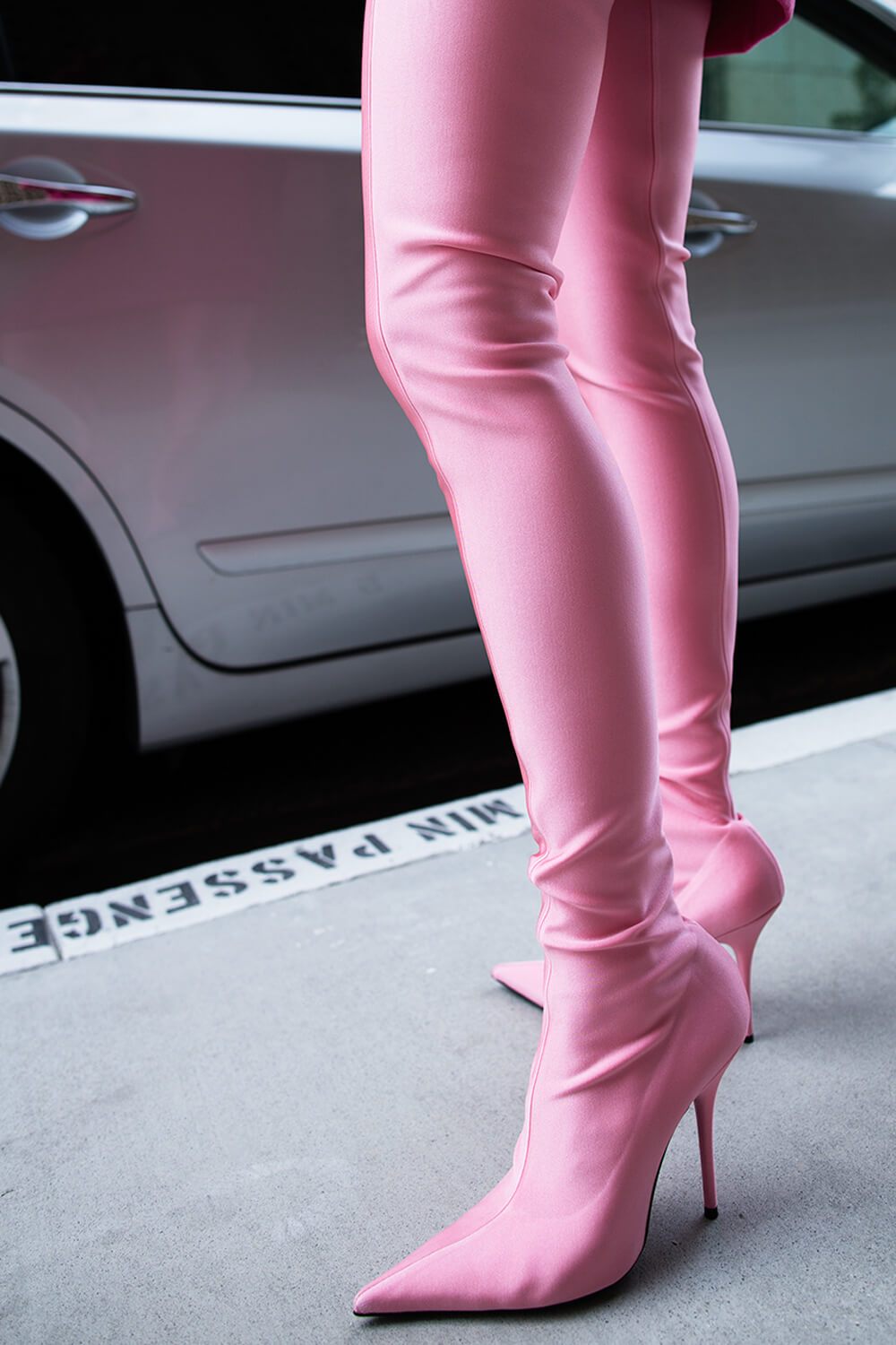 pink leather thigh high boots