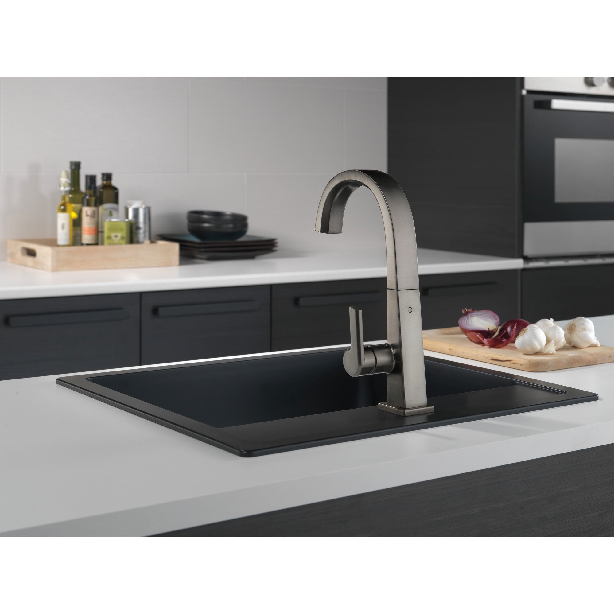 Delta Pivotal Black Stainless Steel Finish Single Handle Bar Sink