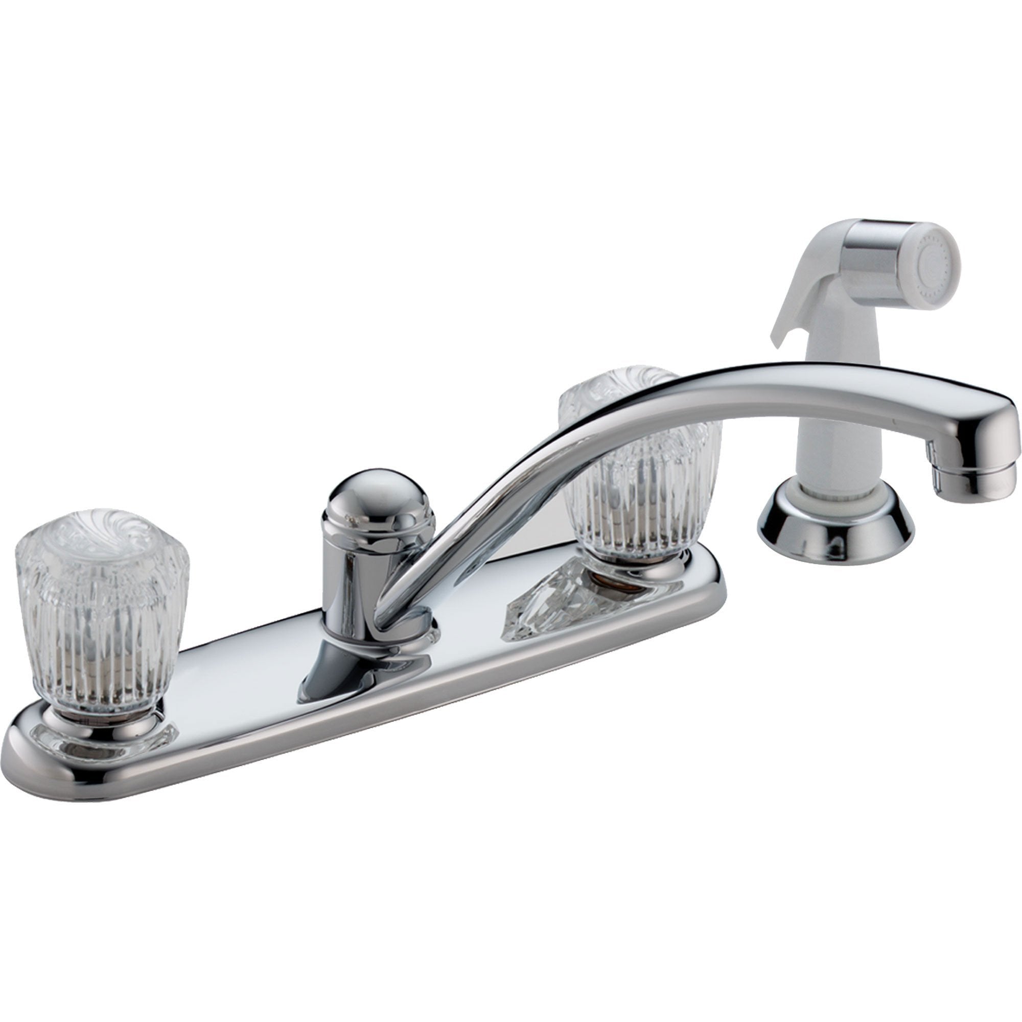 Delta Classic 2 Handle Side Sprayer Kitchen Faucet With Knob In Chrome Faucetlistcom