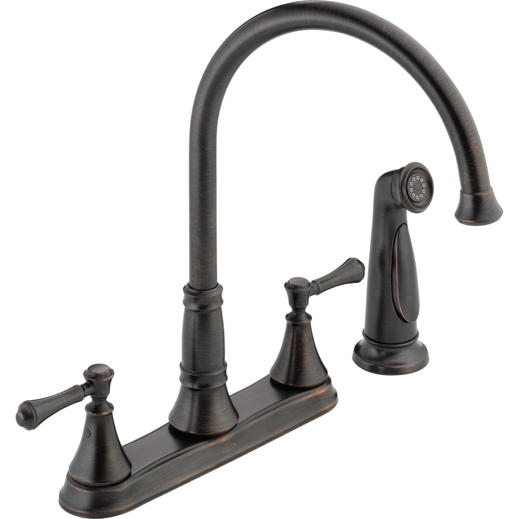 Delta Cassidy Gooseneck Venetian Bronze Kitchen Faucet with Side Spray