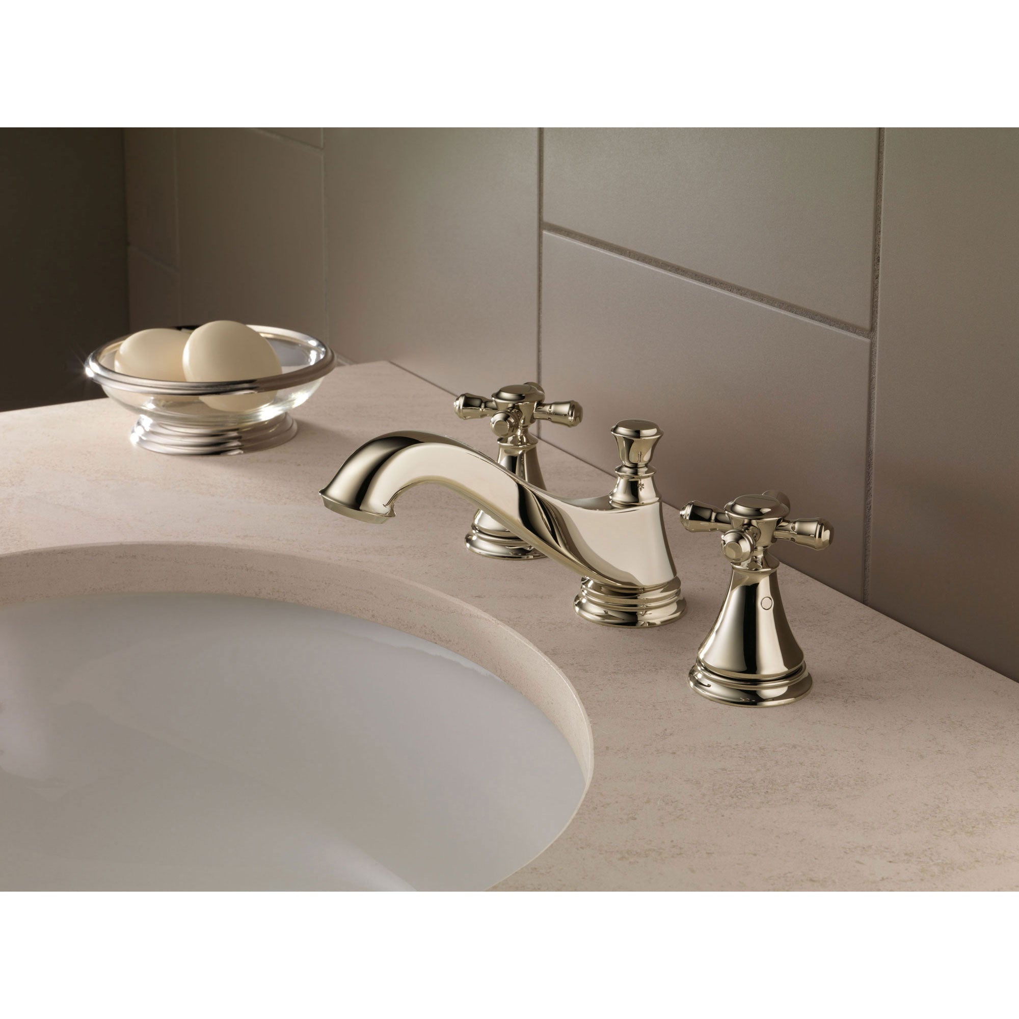 Delta Cassidy Polished Nickel Finish Widespread Lavatory Low Arc