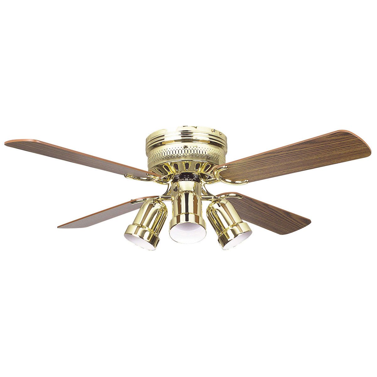 Concord Fans 42 Small Polished Brass Low Profile Hugger Ceiling Fan With Lights