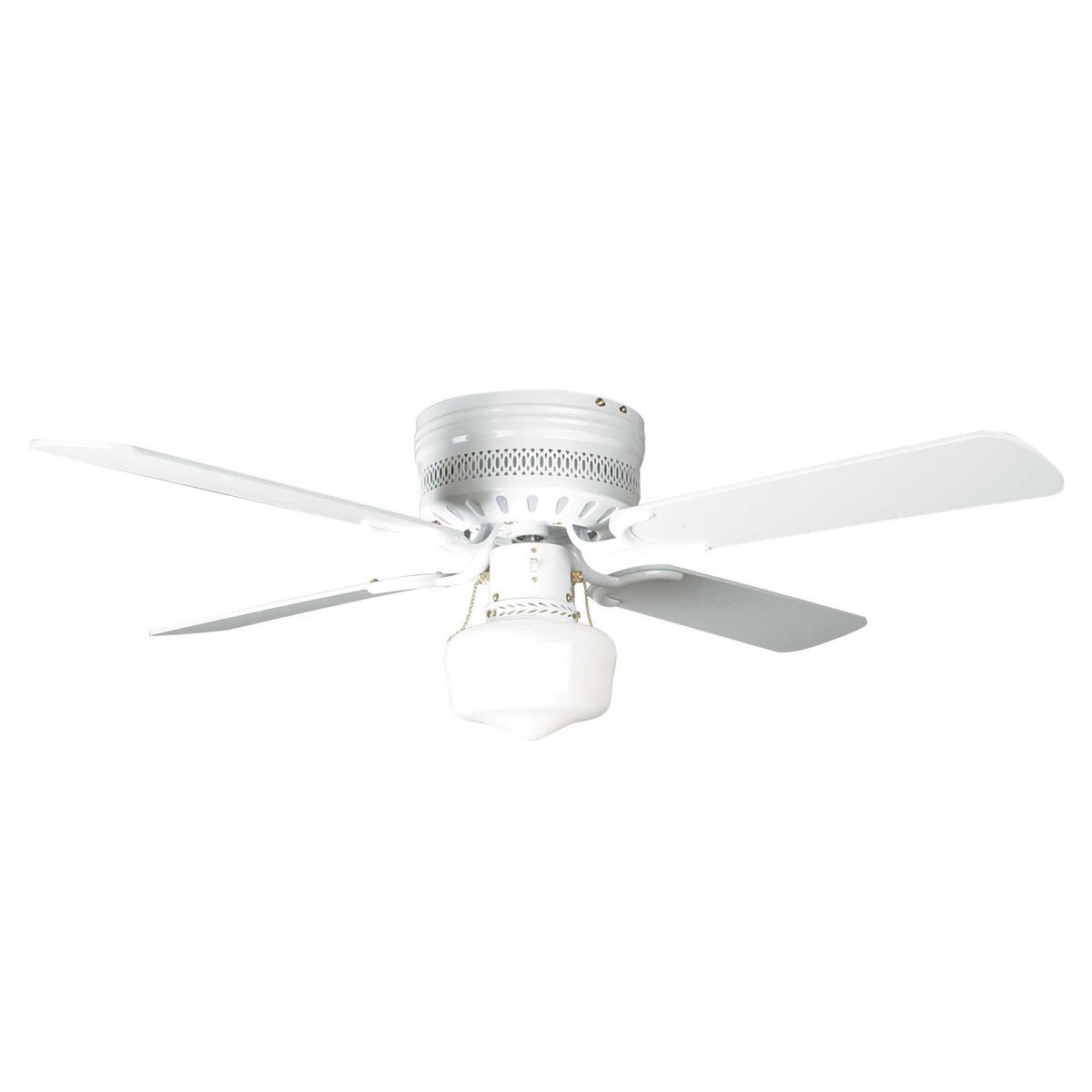 Concord Fans 42 Small White Low Profile Hugger Ceiling Fan With Light Kit