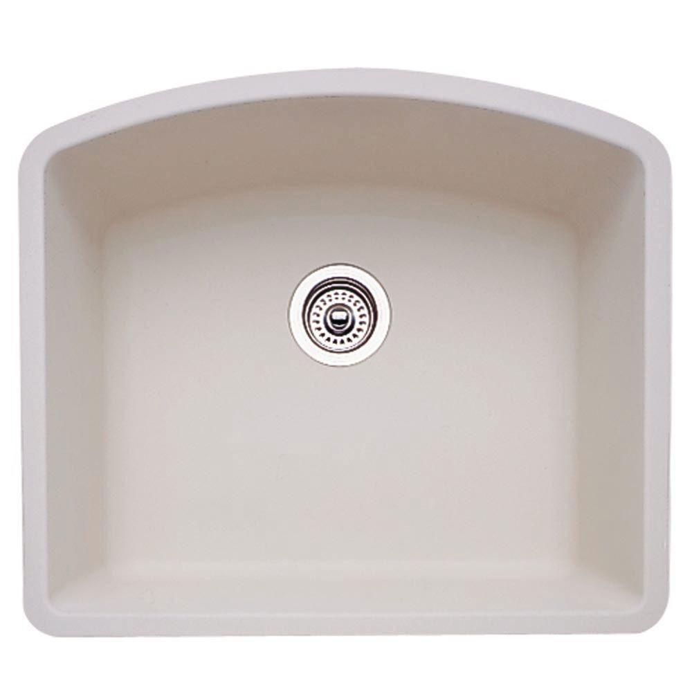 Blanco Diamond Undermount Granite 24 Inch 0 Hole Single Bowl Kitchen Sink In Biscuit 715713