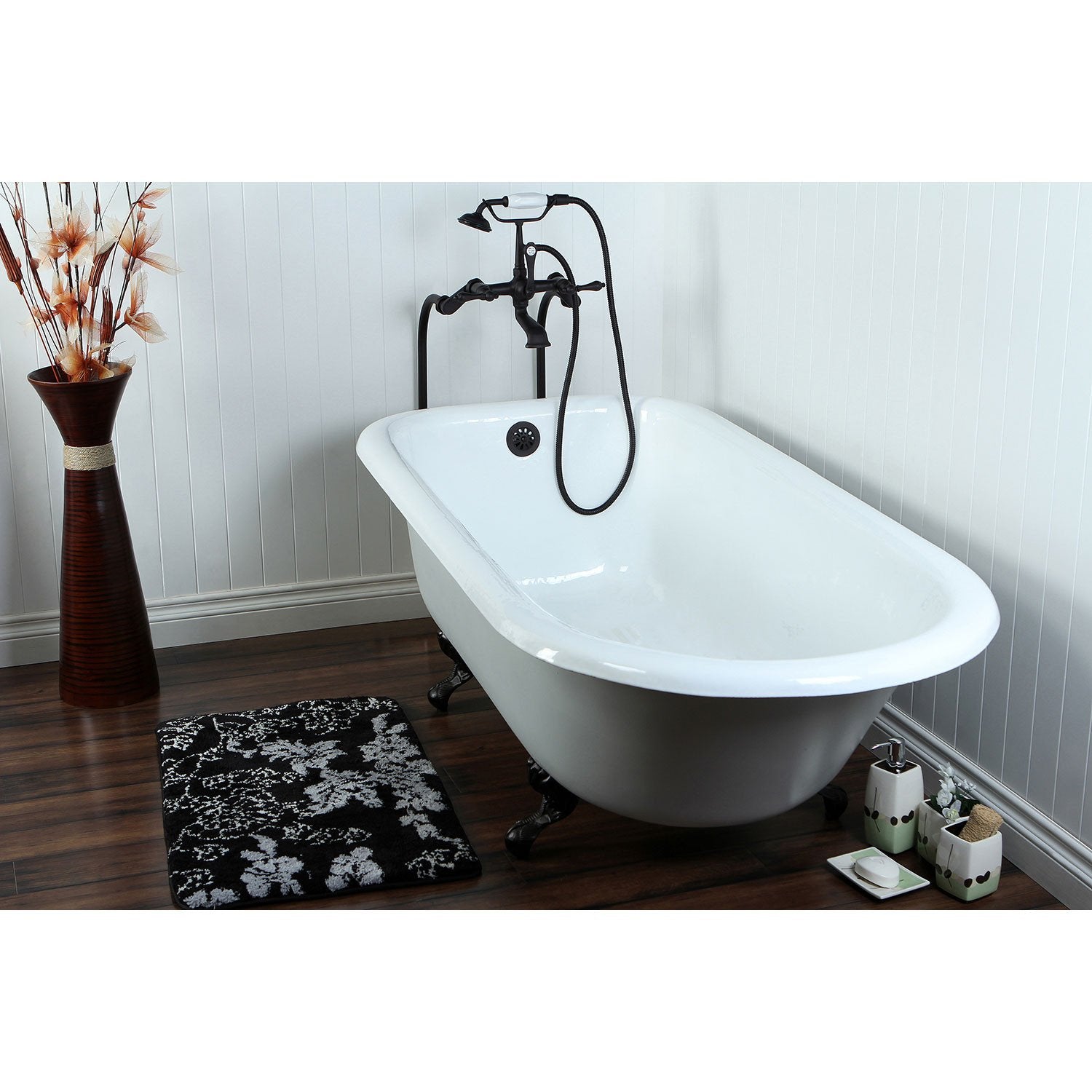 67 Clawfoot Tub W Floor Mount Oil Rubbed Bronze Tub Filler Faucet