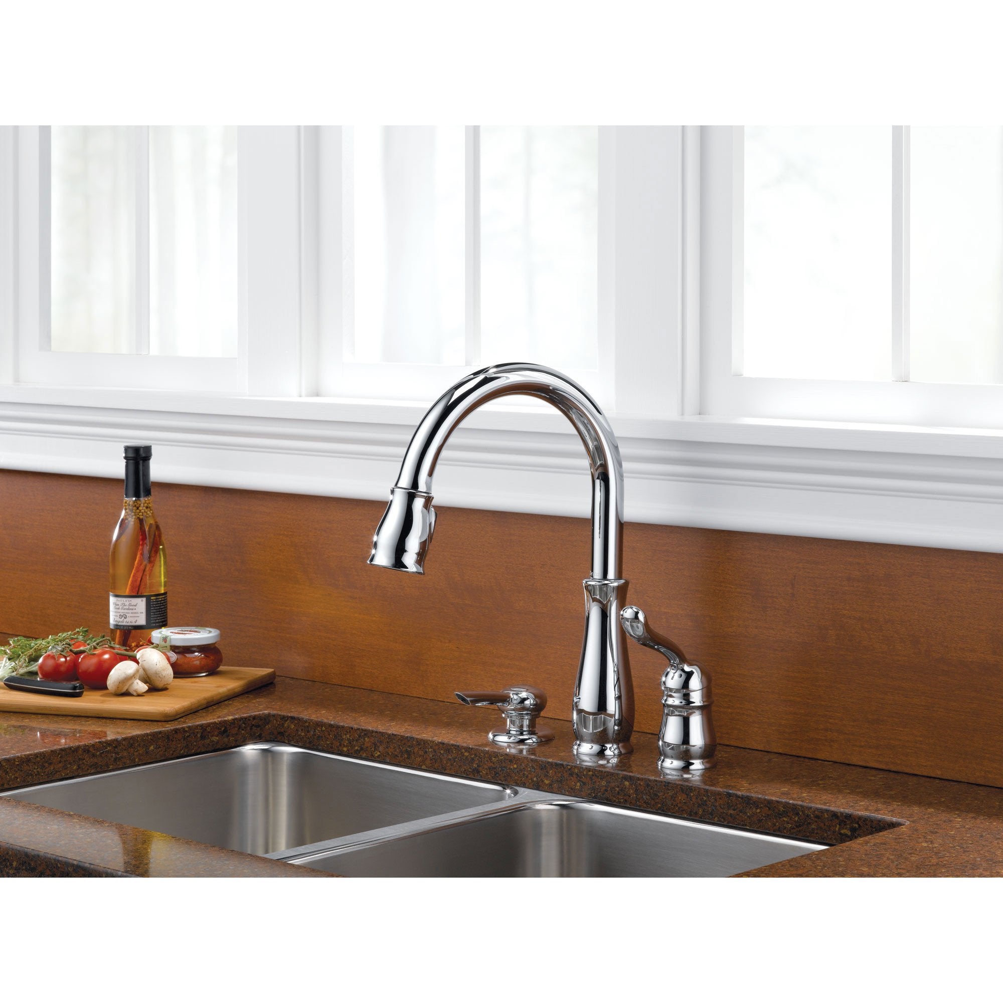 Delta Leland Collection Chrome Finish Single Handle Pull Down Kitchen Faucetlistcom
