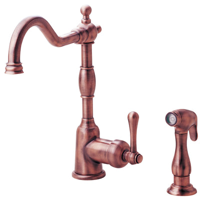 Danze Opulence Antique Copper Single Side Handle Kitchen Faucet
