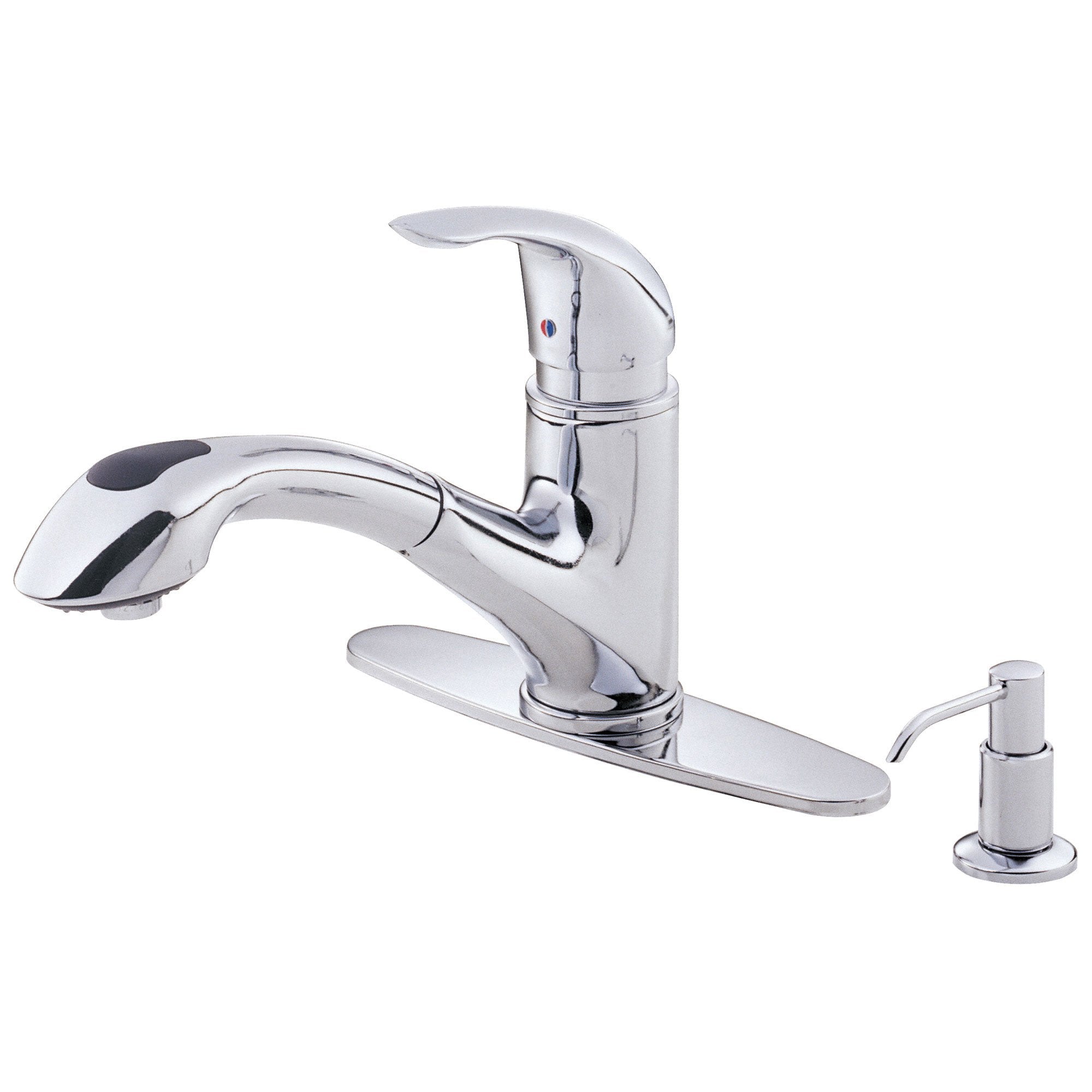 Danze Melrose Modern Chrome Pull Out Kitchen Faucet With Soap Dispense Faucetlistcom