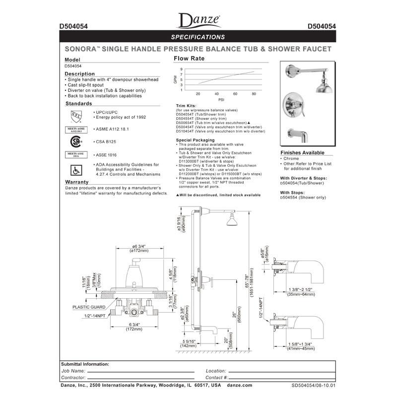 Danze Sonora Chrome Single Lever Handle Shower Only Faucet