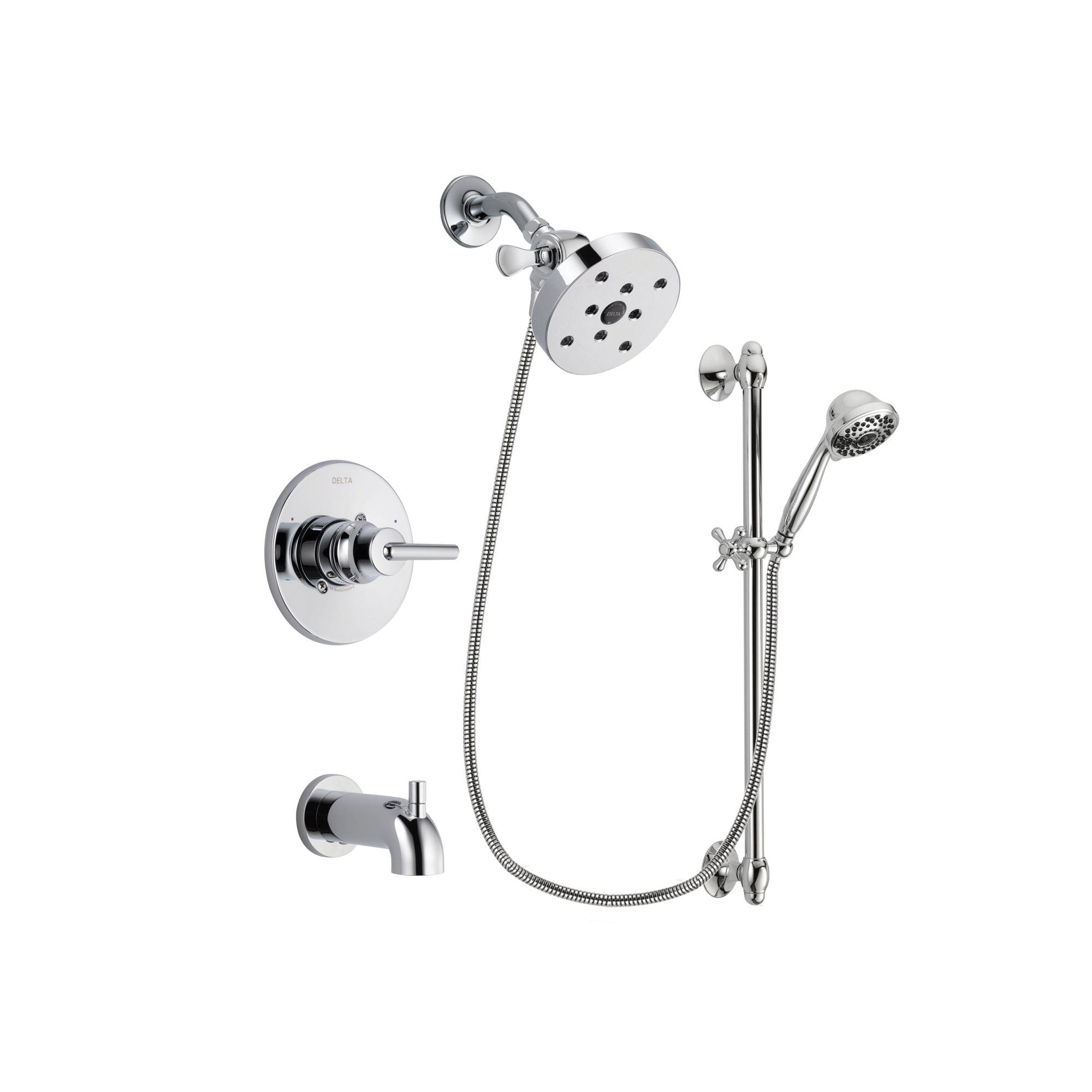 Delta Trinsic Chrome Tub And Shower Faucet System With Hand Shower