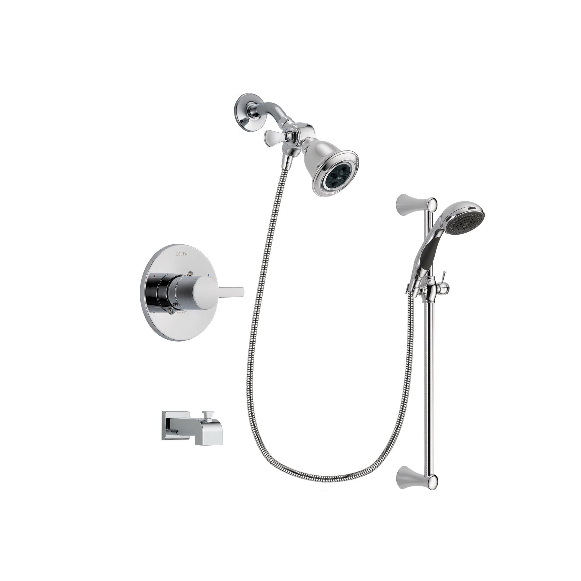 Delta Compel Chrome Tub And Shower Faucet System With Hand Shower