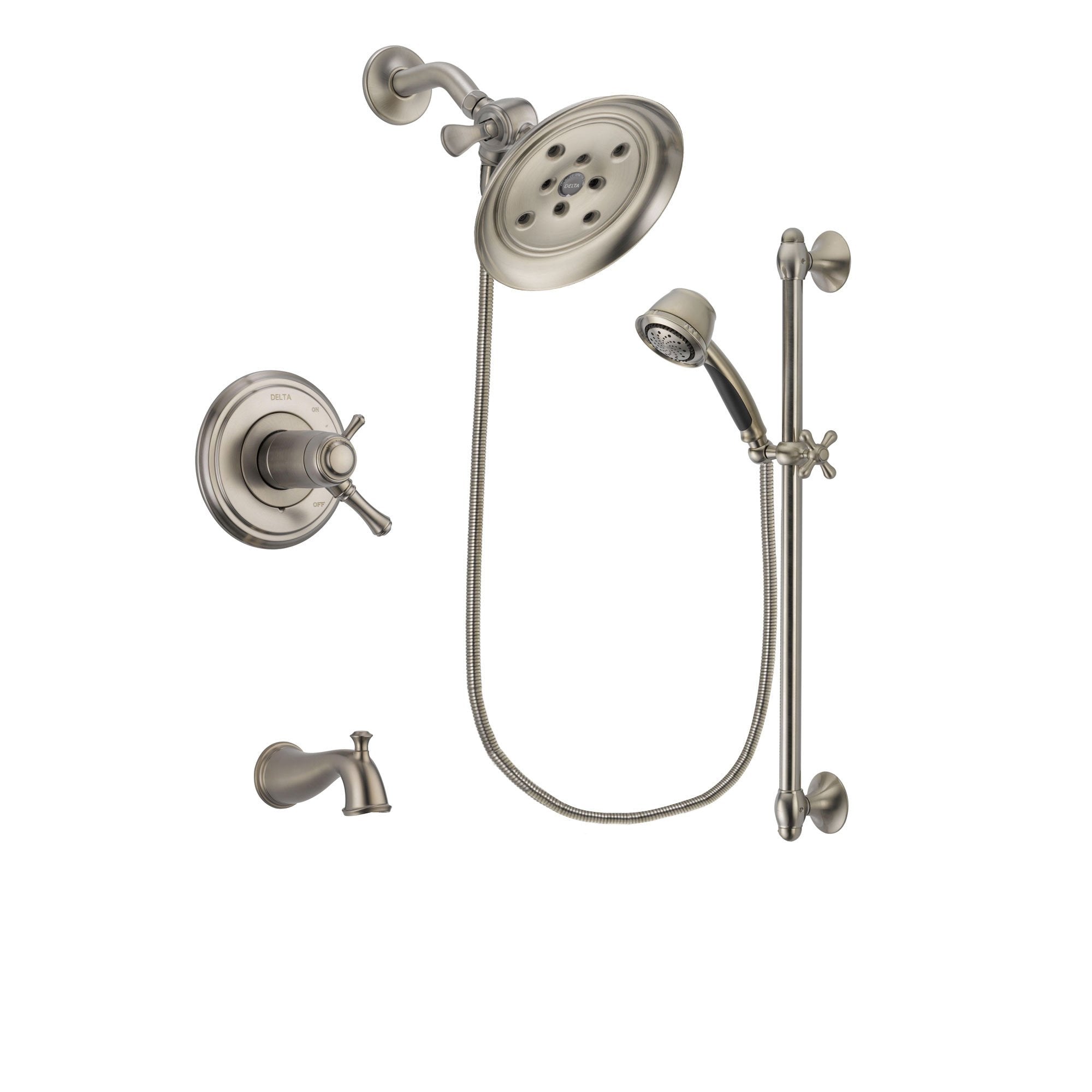 Delta Cassidy Stainless Steel Finish Tub And Shower System W Hand Spra   DSP1317V 