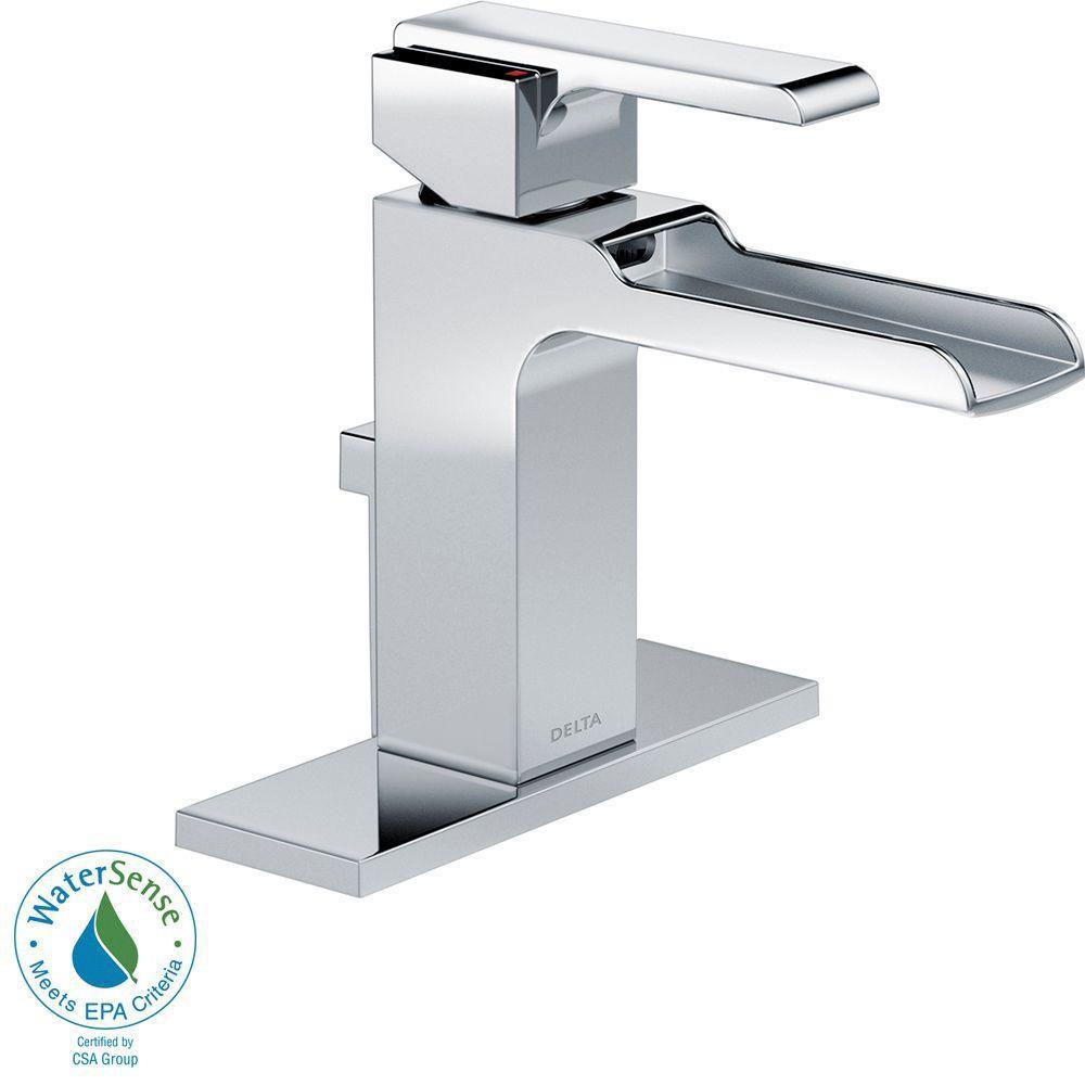 Delta Ara Single Hole 1 Handle Open Channel Spout Bathroom Faucet