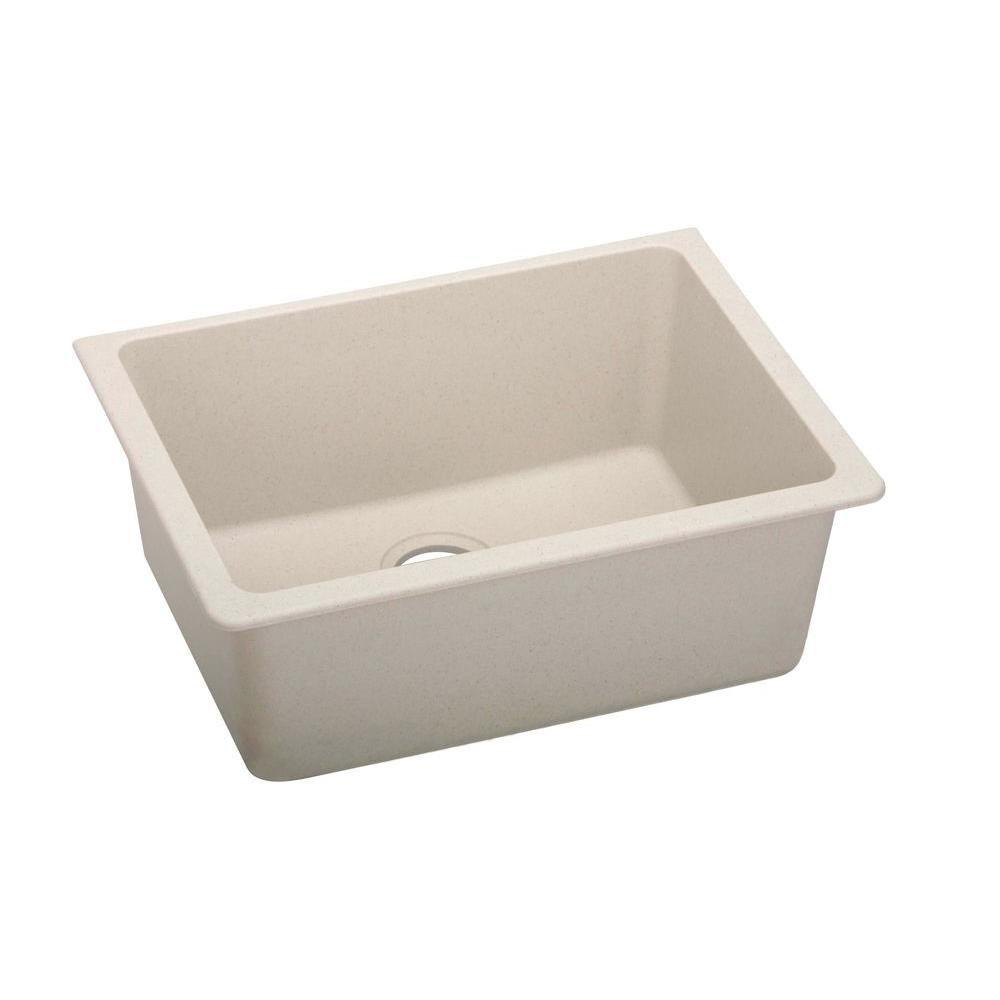 Elkay Gourmet Undermount Composite 18 5x25x18 5 0 Hole Single Bowl Kitchen Sink In Bisque 445137