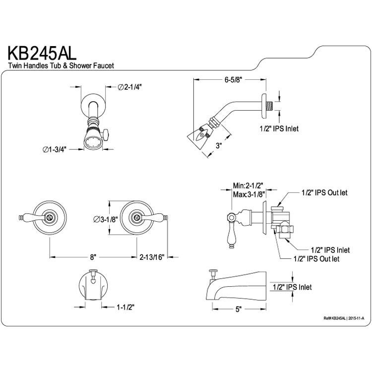 Kingston Oil Rubbed Bronze Two Handle Tub And Shower Combination