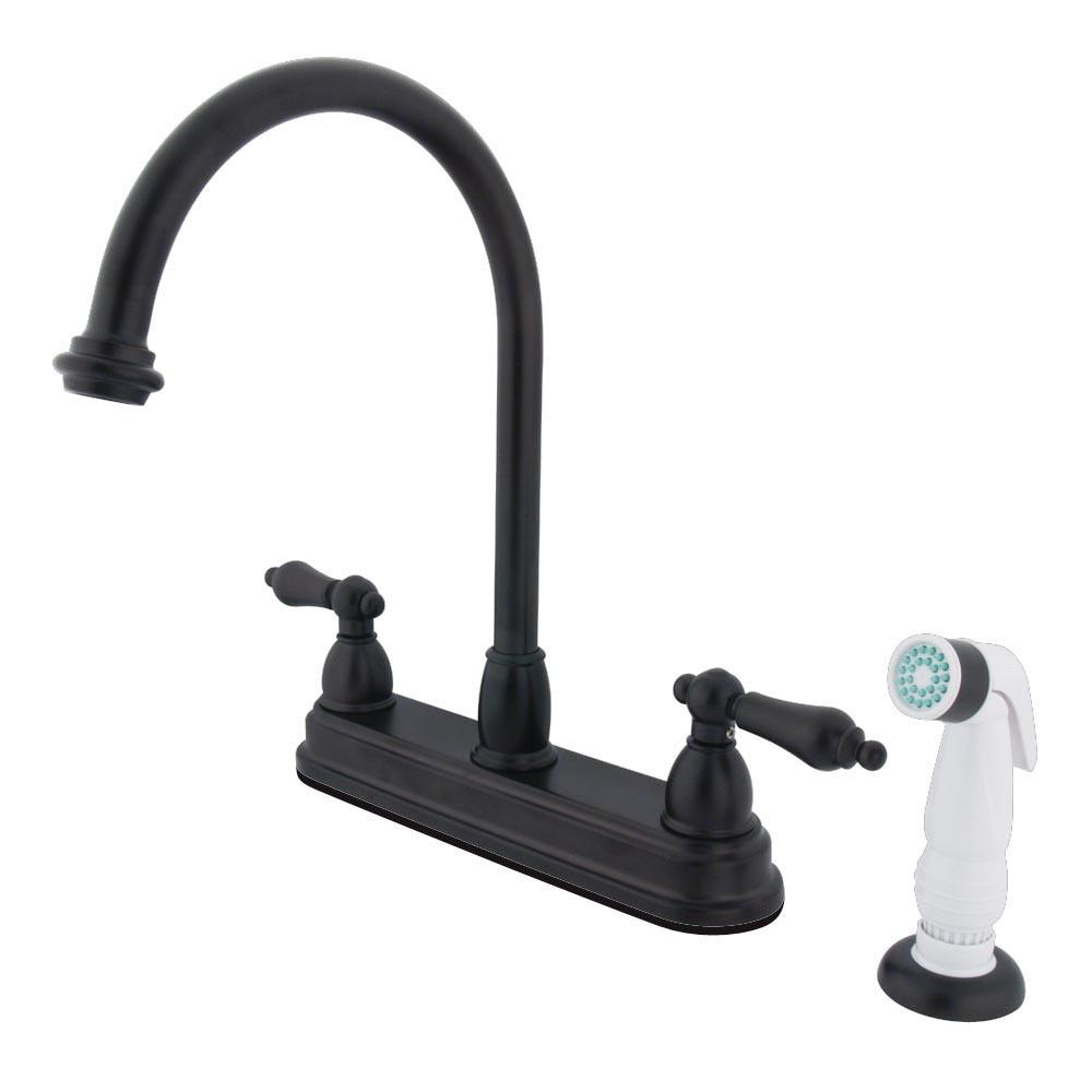 Kingston Oil Rubbed Bronze Two Handle 8 Kitchen Faucet With Sprayer K   KB3755AL 